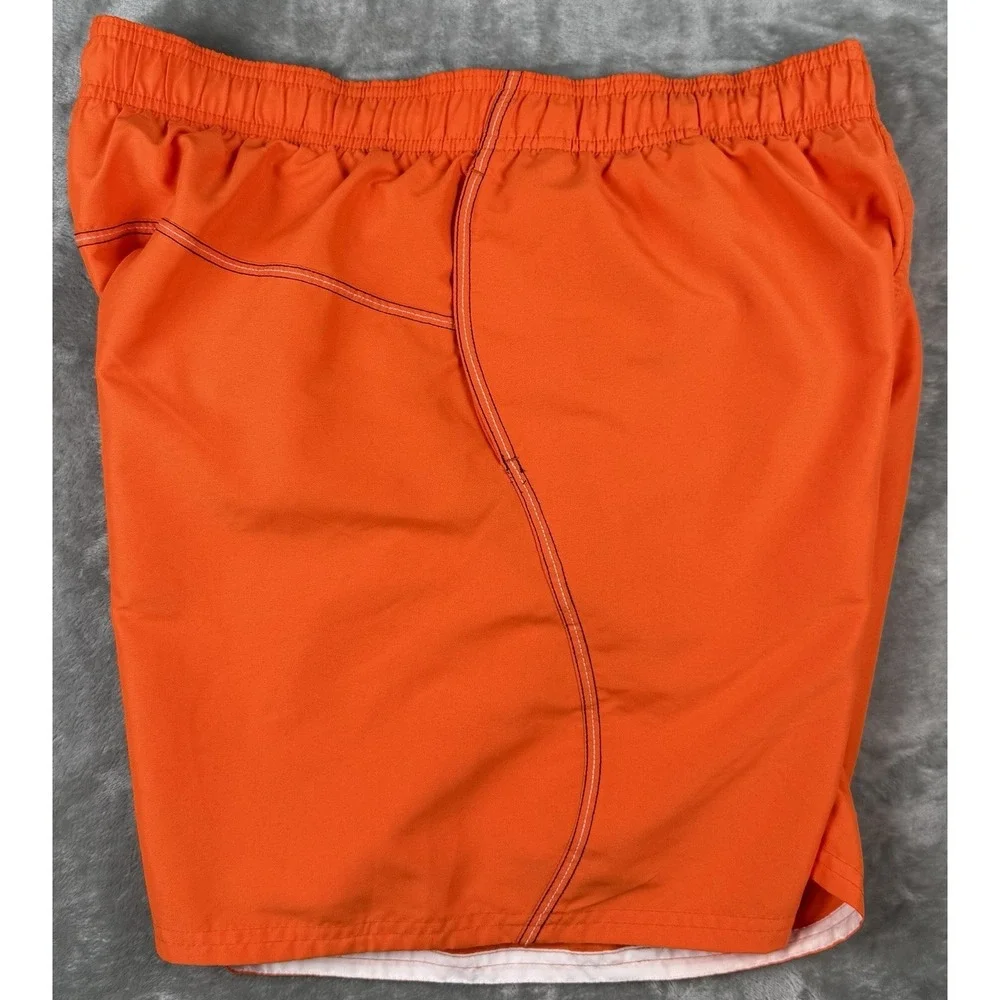 Nike Swim Trunks Mens Large Orange Board Shorts Mesh Lined Swoosh